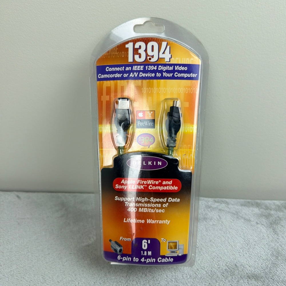 Belkin Pro Series IEEE 1394 FireWire 6-pin to 4-pin Cable 6ft F3N401-06-ICE